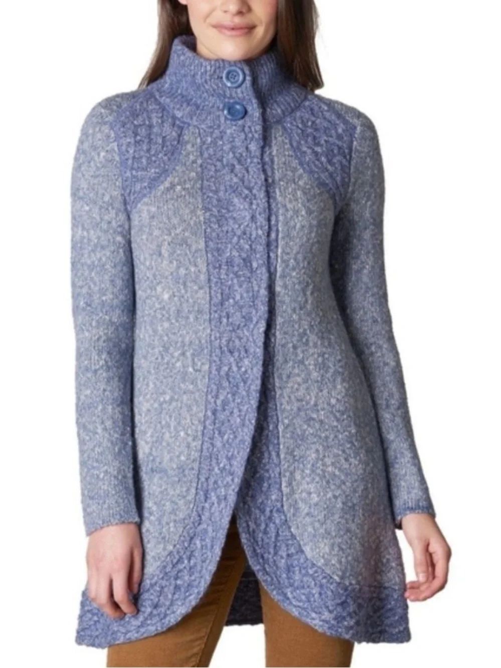 PrAna M Heather Blue Knit Angelica Sweater Duster